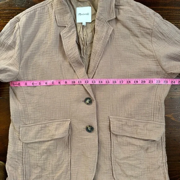 Madewell Tan- Cotton Linen Blend Relaxed Larsen Blazer-Size XL - Picture 6 of 14